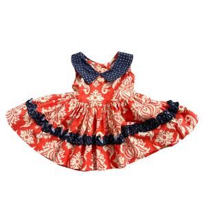 Persnickety Orange and Navy Dress 0-3m